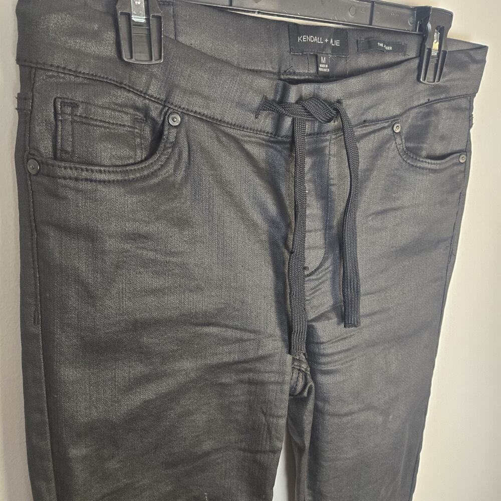 Kendall and Kylie Women MED Black Faux Leather Jogger Pants Goth Punk Indie Slze